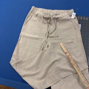 VTG Gap Linen Pants Women's L Tall Sandy Brown Baggy Wide-Leg Y2K - New